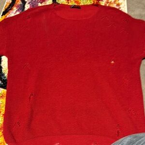 LAGOS Red Crewneck Sweater Classic Knit Design